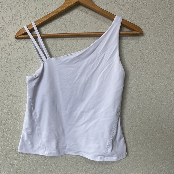 Dona Jo Tank Top Athletic Asymmetrical White size Small/Medium - Picture 2 of 9